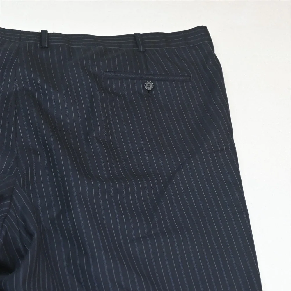 Coppley 52L 48x34 Navy Blue Wool Cashmere Striped Mens Jacket Pants Suit